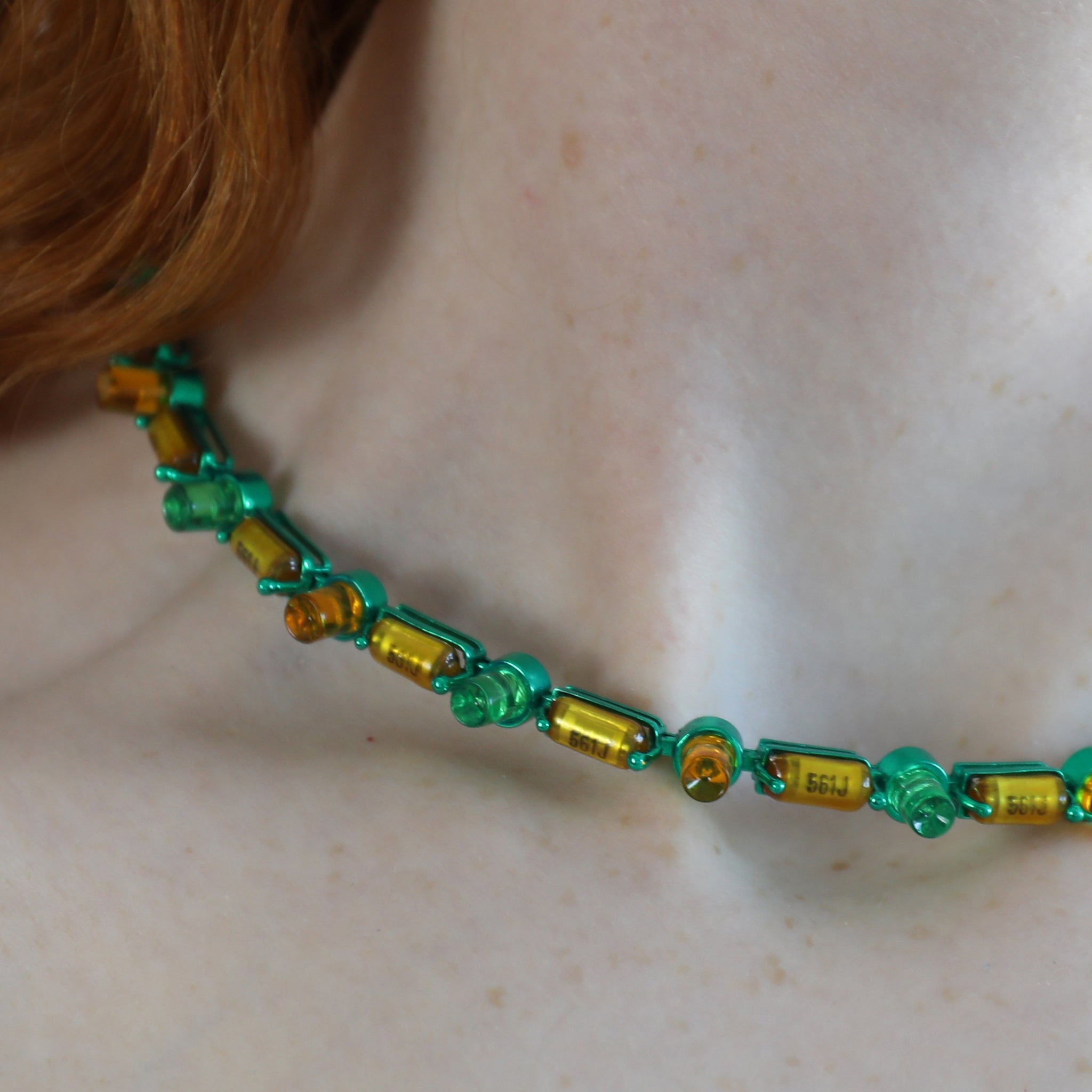 Futuristic Orchard Necklace with E-Waste Elements